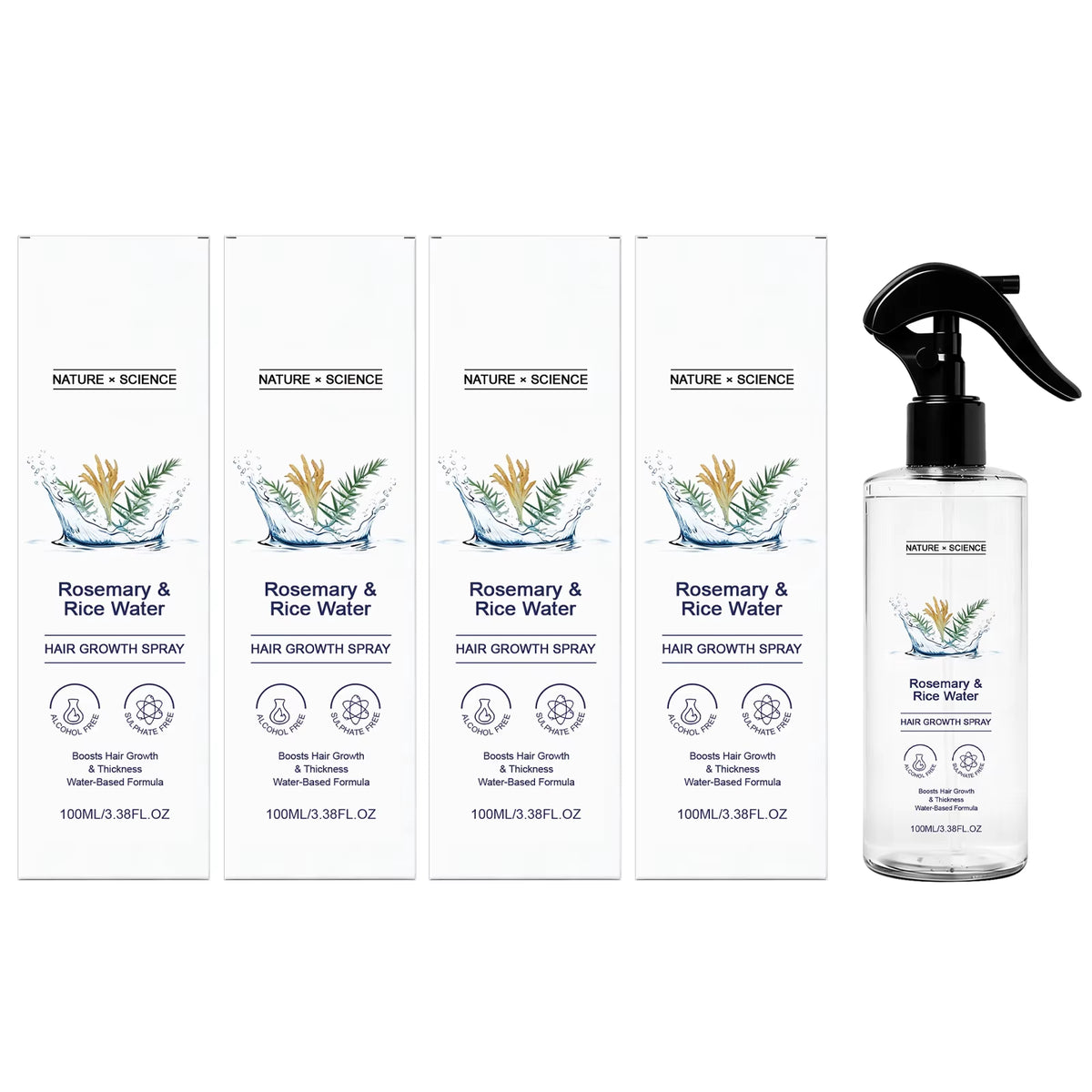 Rosemary & Rice Water Hair Spray Nourishing Hair Roots Repair Dry Hair Improving Smoothness Fragrance Soothing Hair Care Spray
