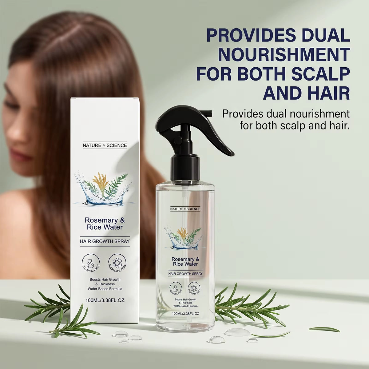 Rosemary & Rice Water Hair Spray Nourishing Hair Roots Repair Dry Hair Improving Smoothness Fragrance Soothing Hair Care Spray
