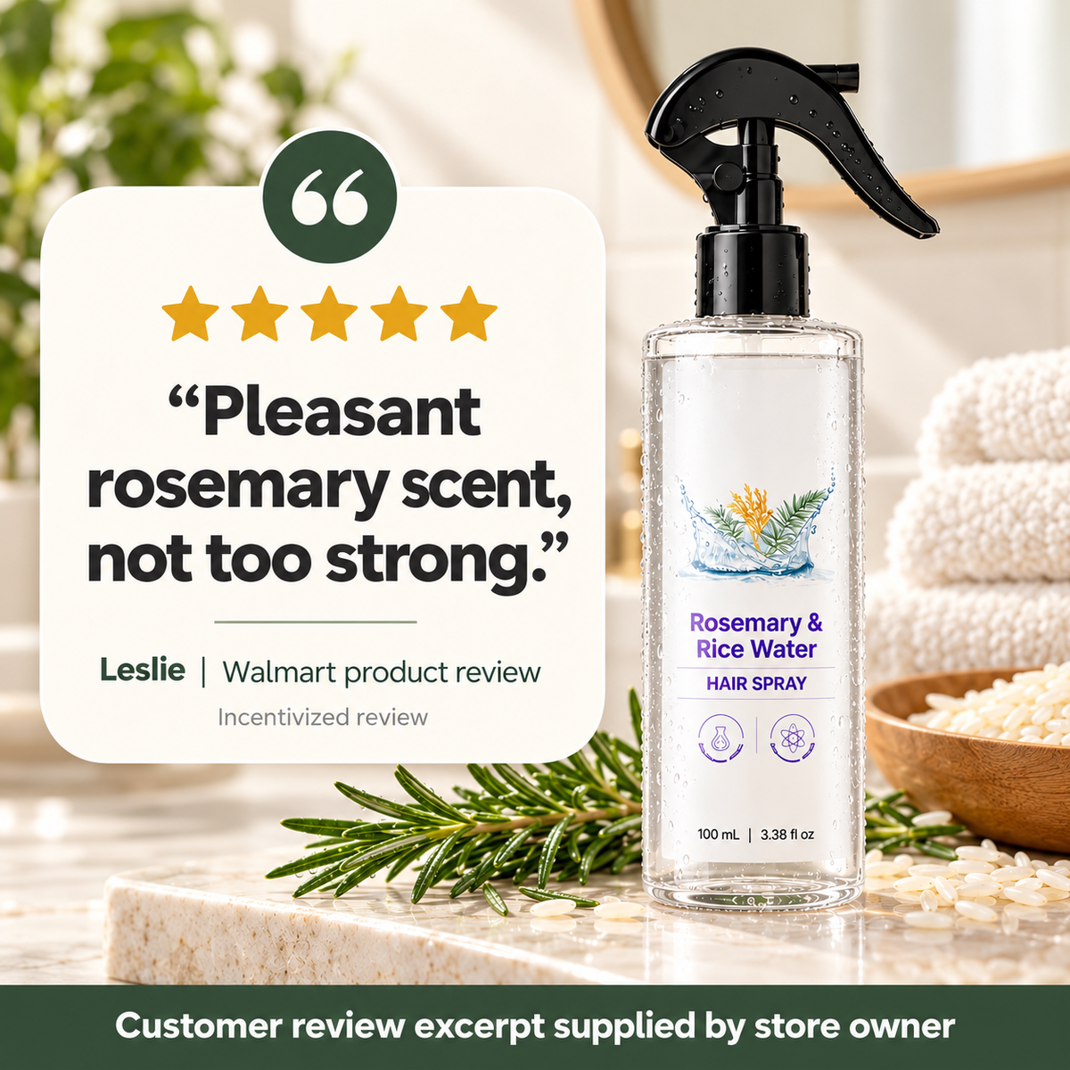 Rosemary & Rice Water Hair Spray Nourishing Hair Roots Repair Dry Hair Improving Smoothness Fragrance Soothing Hair Care Spray