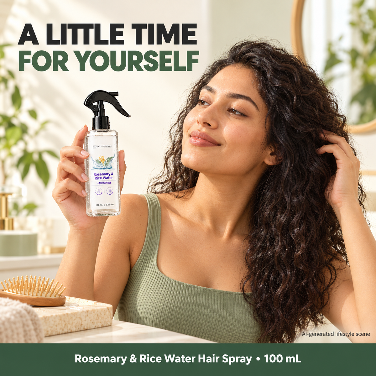 Rosemary & Rice Water Hair Spray Nourishing Hair Roots Repair Dry Hair Improving Smoothness Fragrance Soothing Hair Care Spray