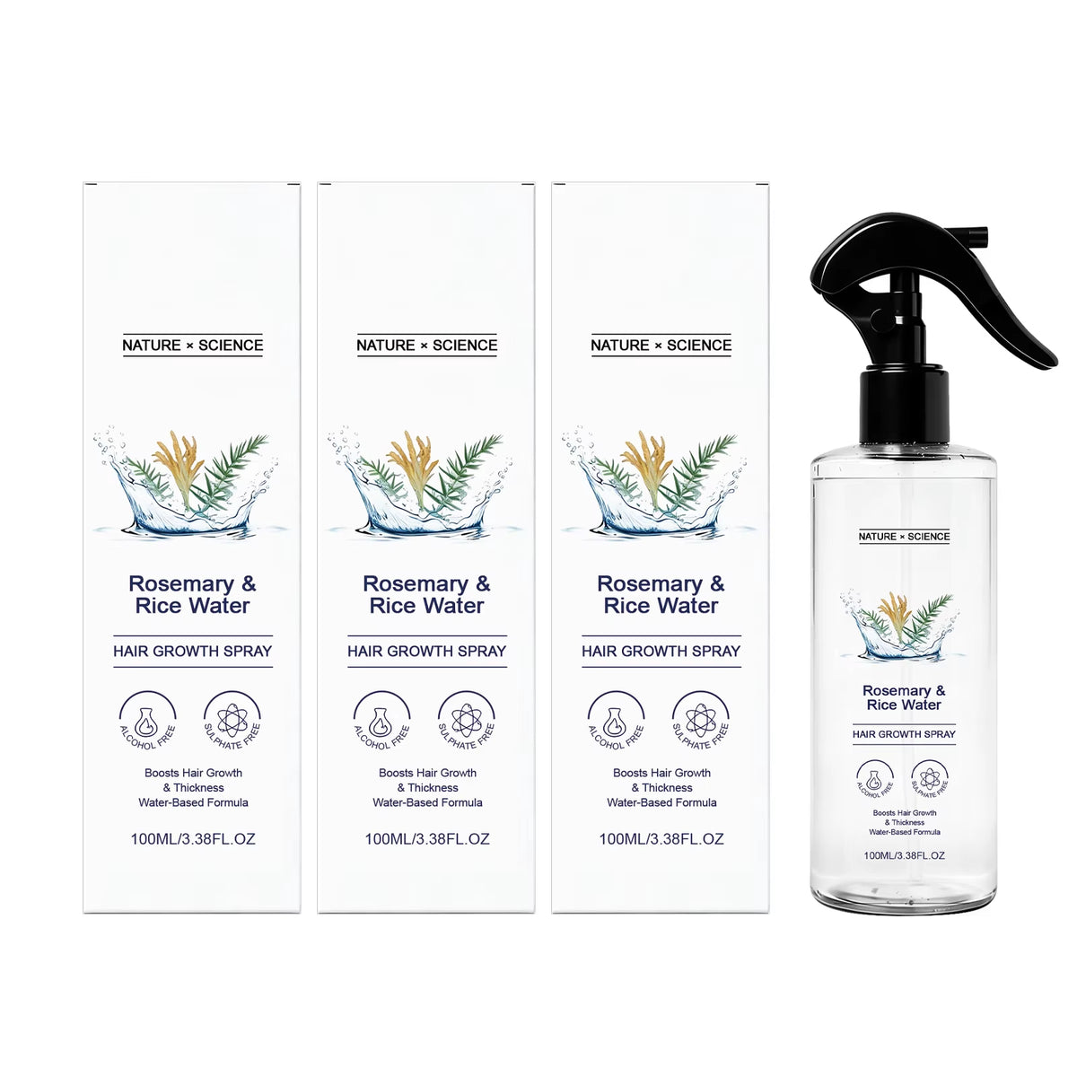 Rosemary & Rice Water Hair Spray Nourishing Hair Roots Repair Dry Hair Improving Smoothness Fragrance Soothing Hair Care Spray